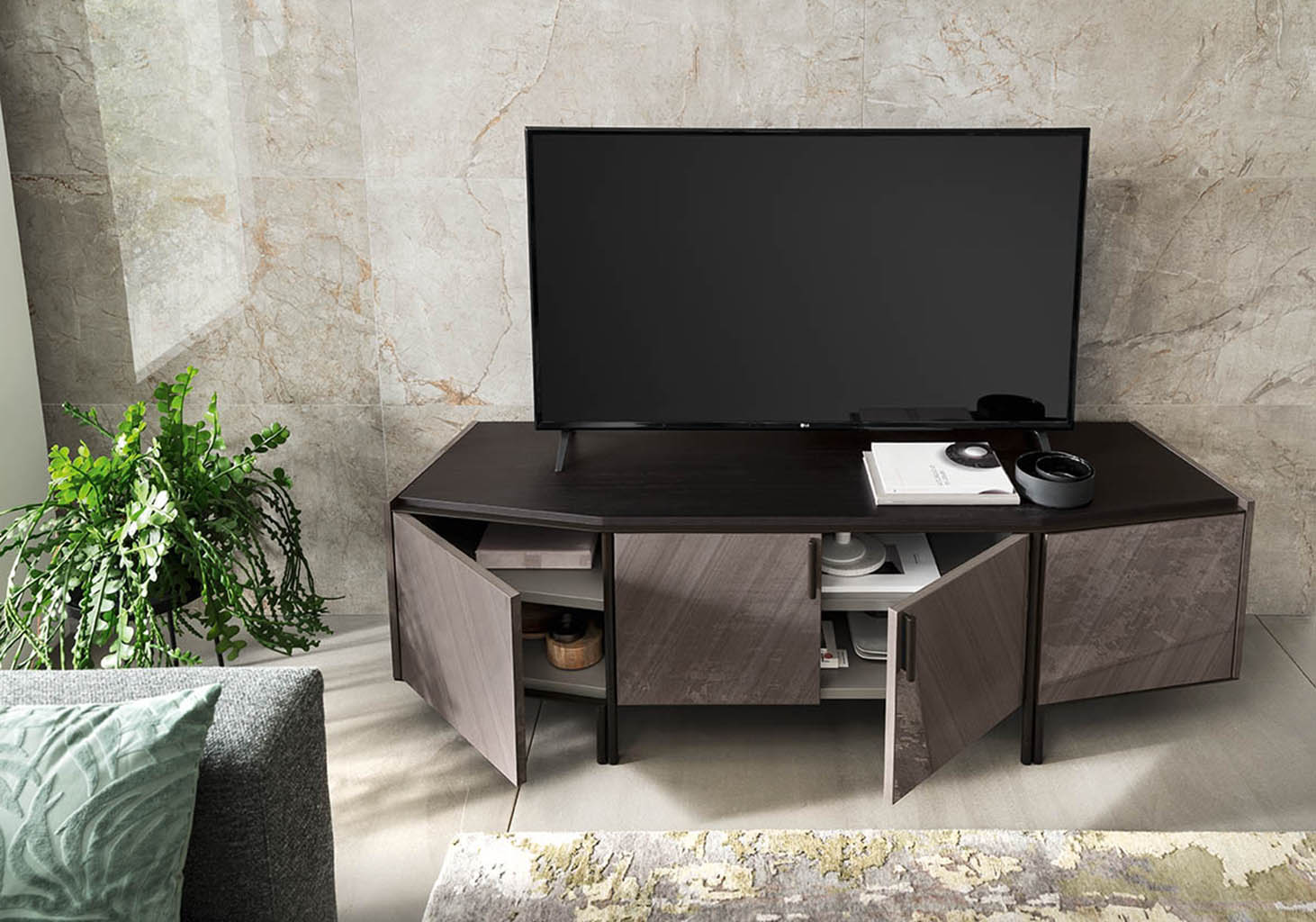 Olimpia TV Stand/Entertainment Center with sleek design and ample storage | Vrxco.com